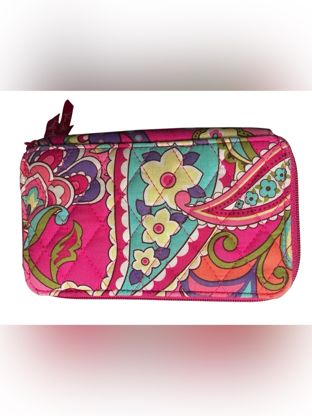 Vera Bradley Pink Multi Floral Quilted Zip Wallet